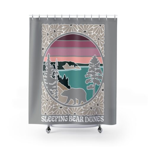 Sleeping Bear Dunes Retro Sunset Shower Curtain